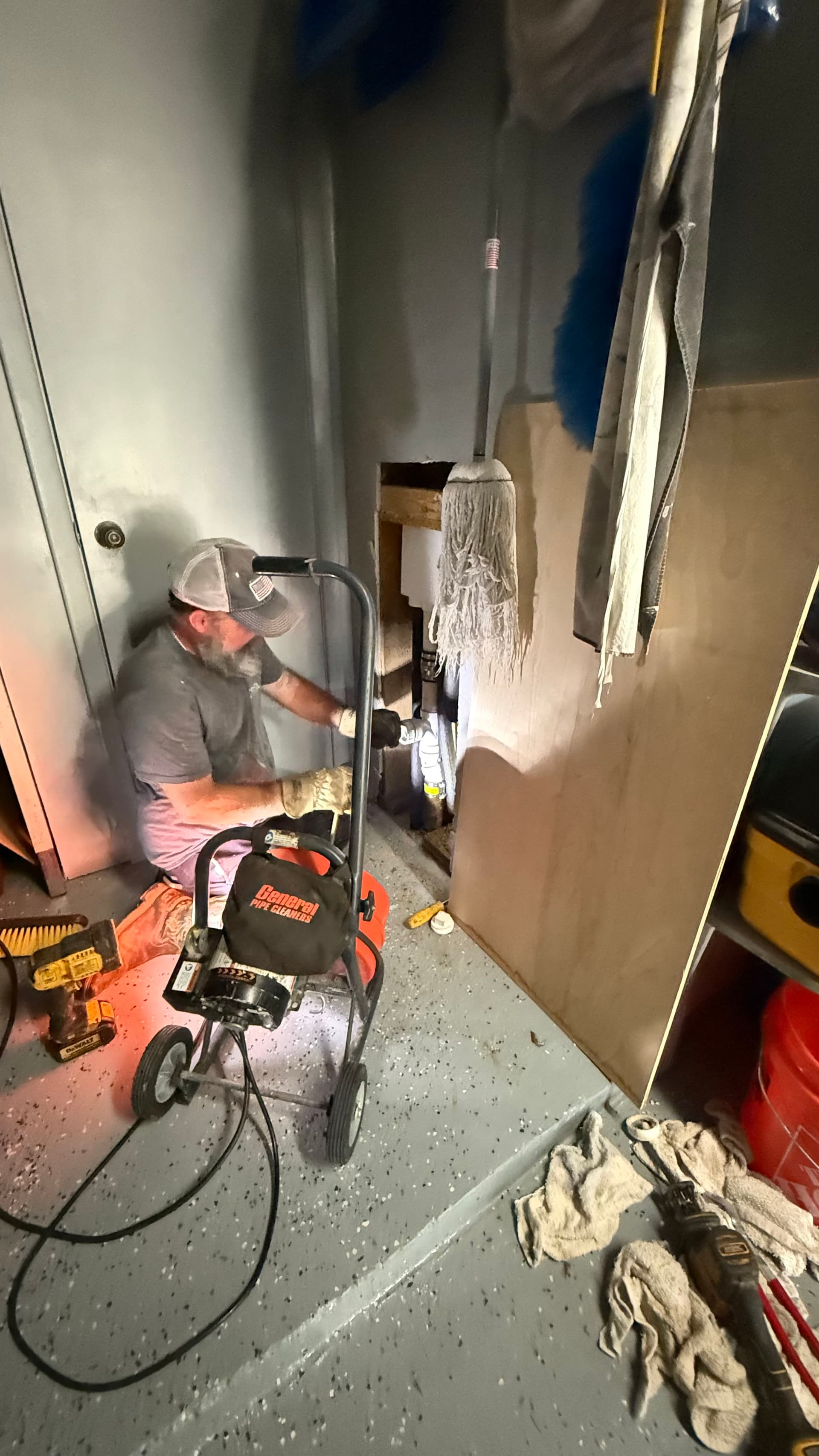 Gallery photos for Stopped-Up Washer Drain Fixed With a Cleanout Install in Hurst: Image #1
