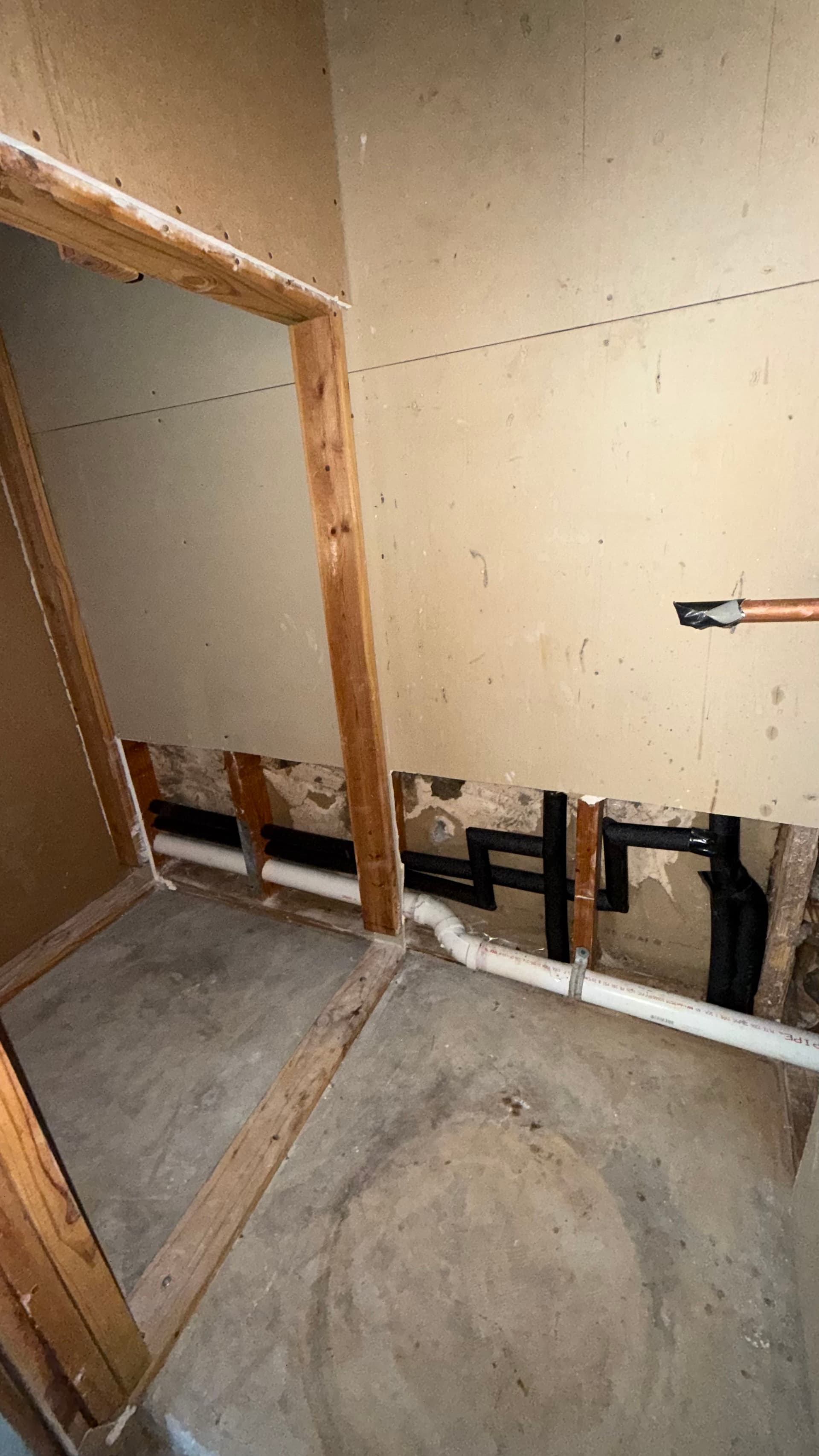 Gallery photos for Washer Drain Reroute and Sewer Tie-In for Bedford Homeowner: Image #1